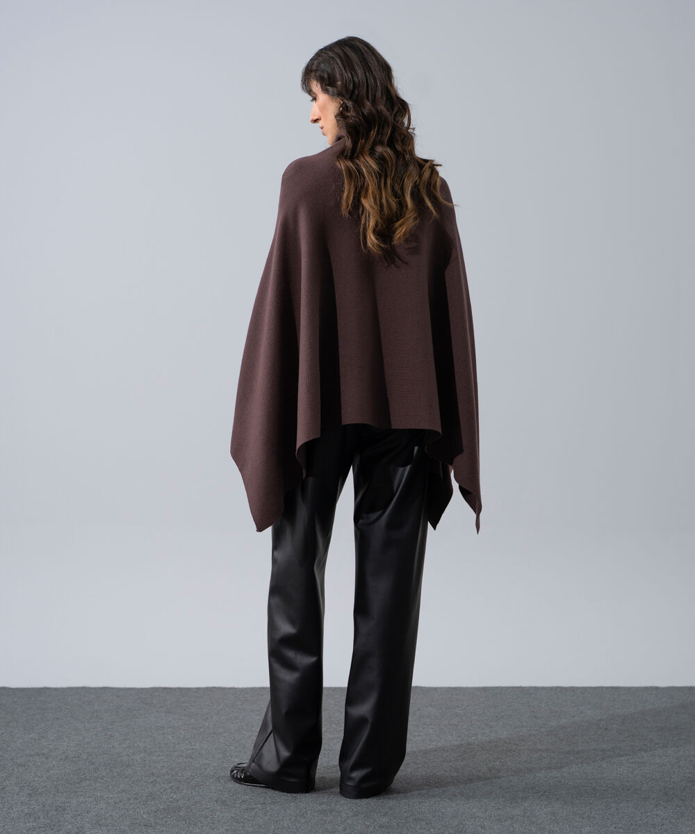 Women's Western Wear Brown Cape Knit Jumper