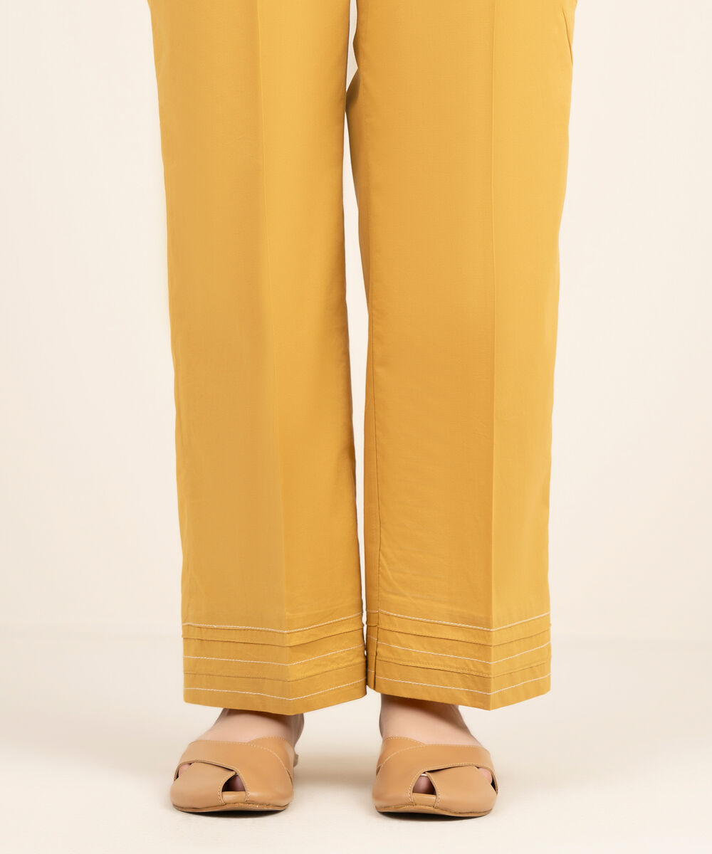 Women's RTW Cambric Solid Yellow Culottes