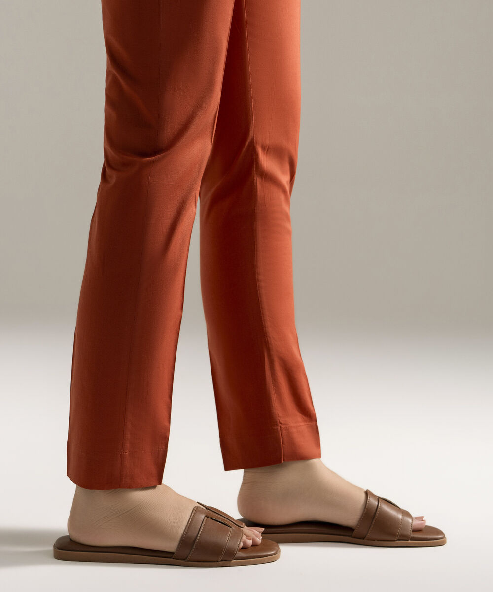 Women's RTW Cambric Printed Orange Straight Pants