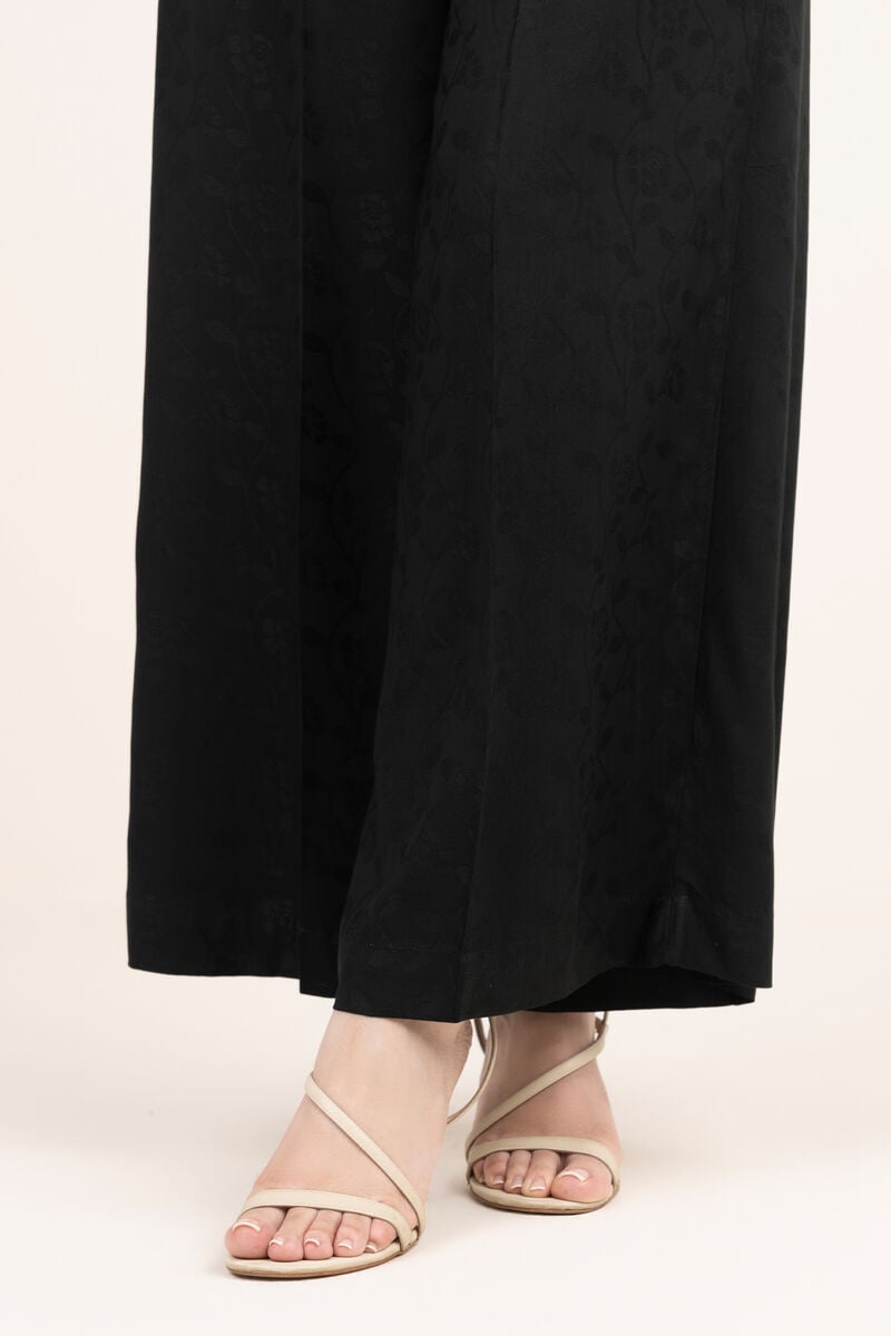 Solid Jacquard Flared Pants