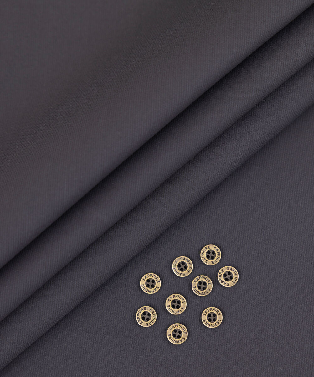 Men's Unstitched 2-Piece Cotton Dobby Black Suit