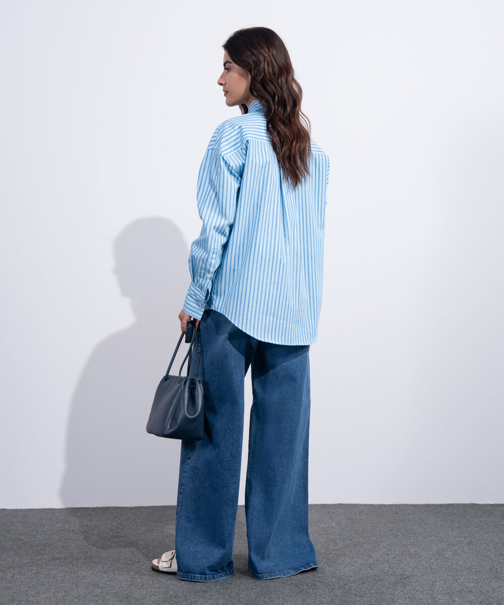 Women's Western Blue Standard-Fit Poplin Shirt