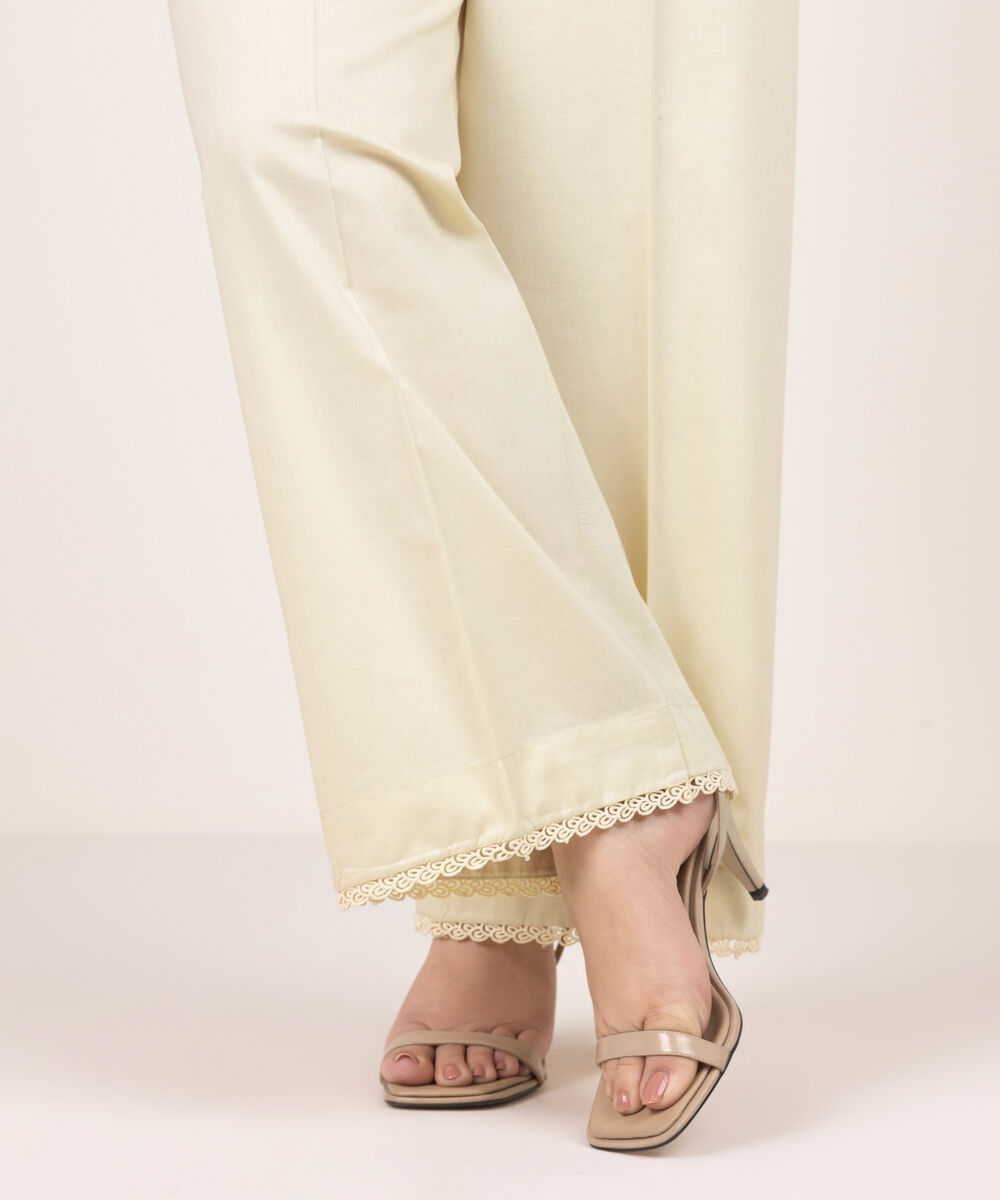 Women's RTW Cambric Solid Yellow Culottes
