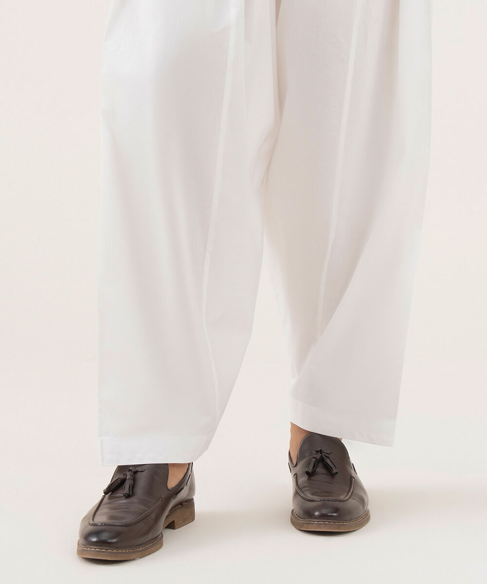 Men's 100% Cotton Plain Off-White Kurta Shalwar