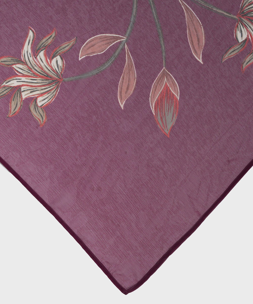 Poly Chiffon Printed Purple Dupatta