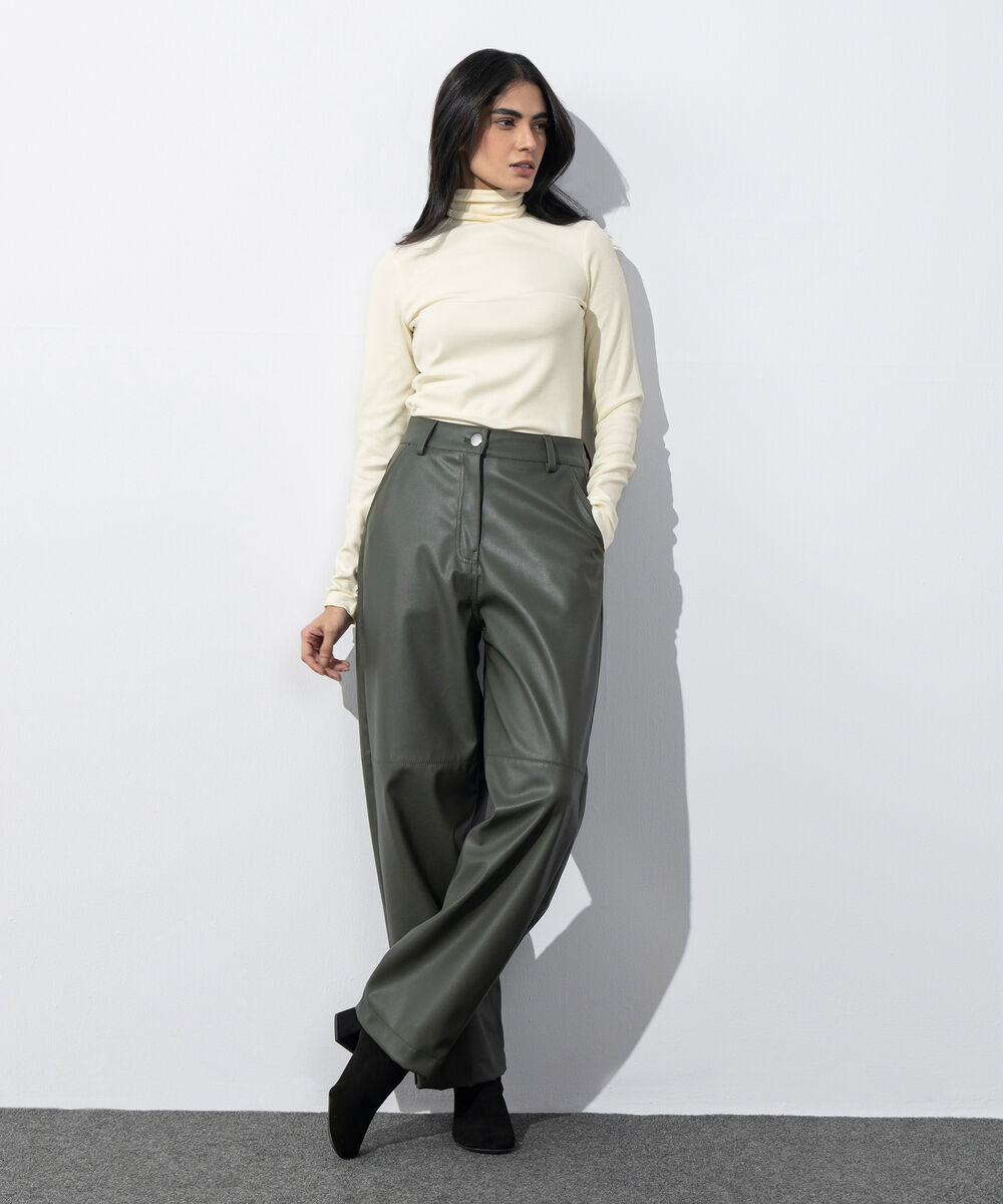 Women's Western Wear White Turtle Neck Ribbed Top