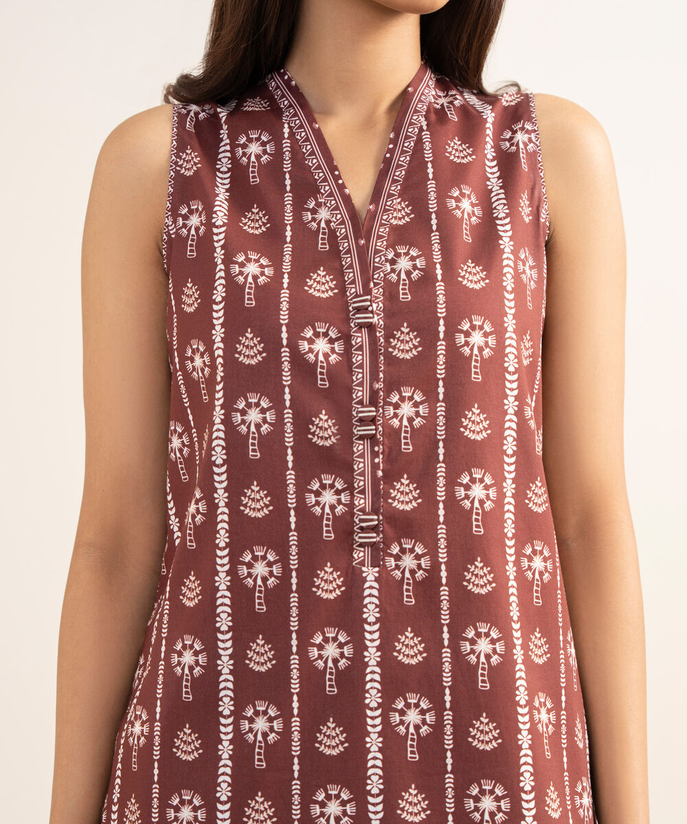 Women's Unstitched Lawn Printed Red 3 Piece Suit