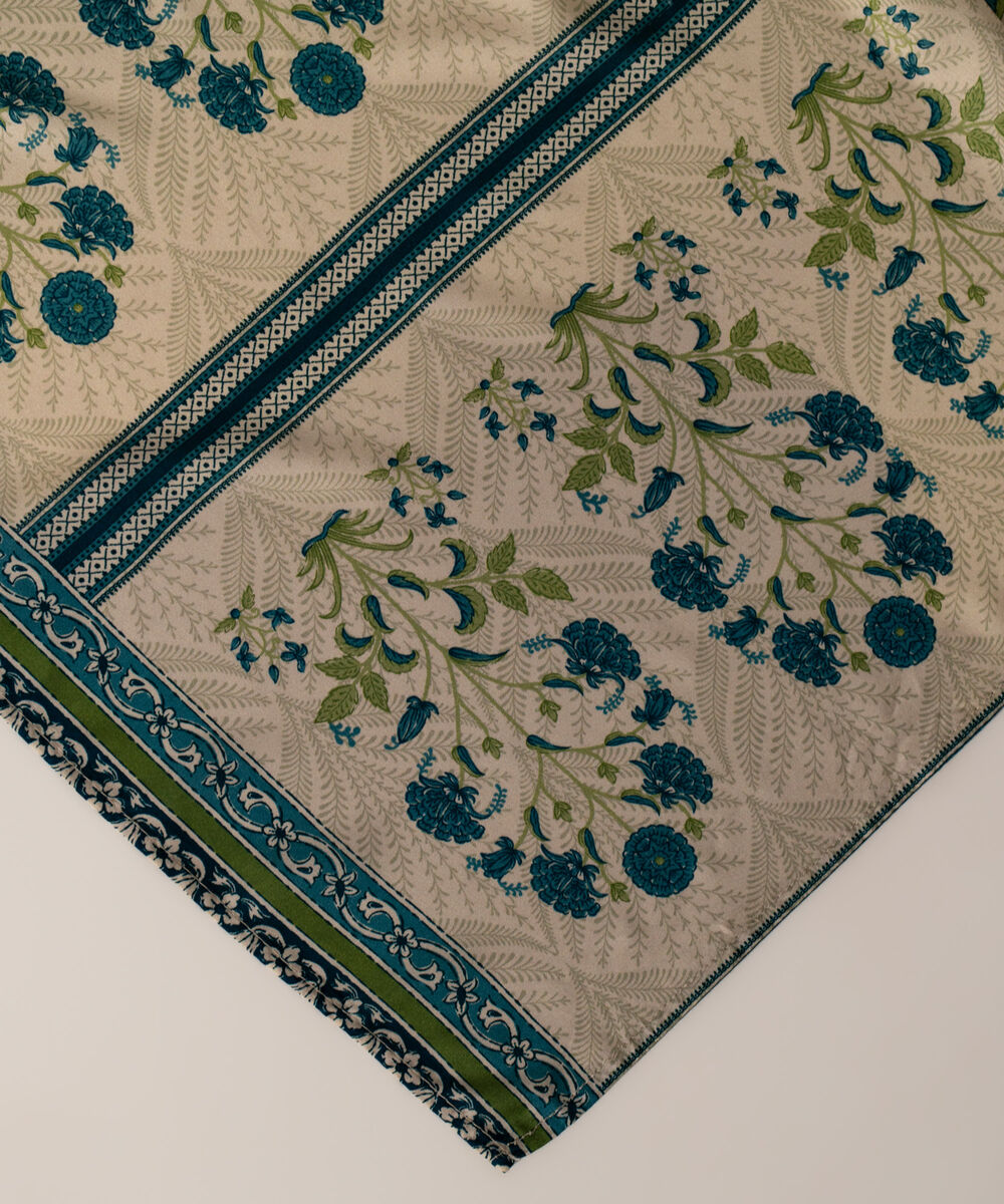 Women's RTW Viscose Linen Printed Off White Dupatta