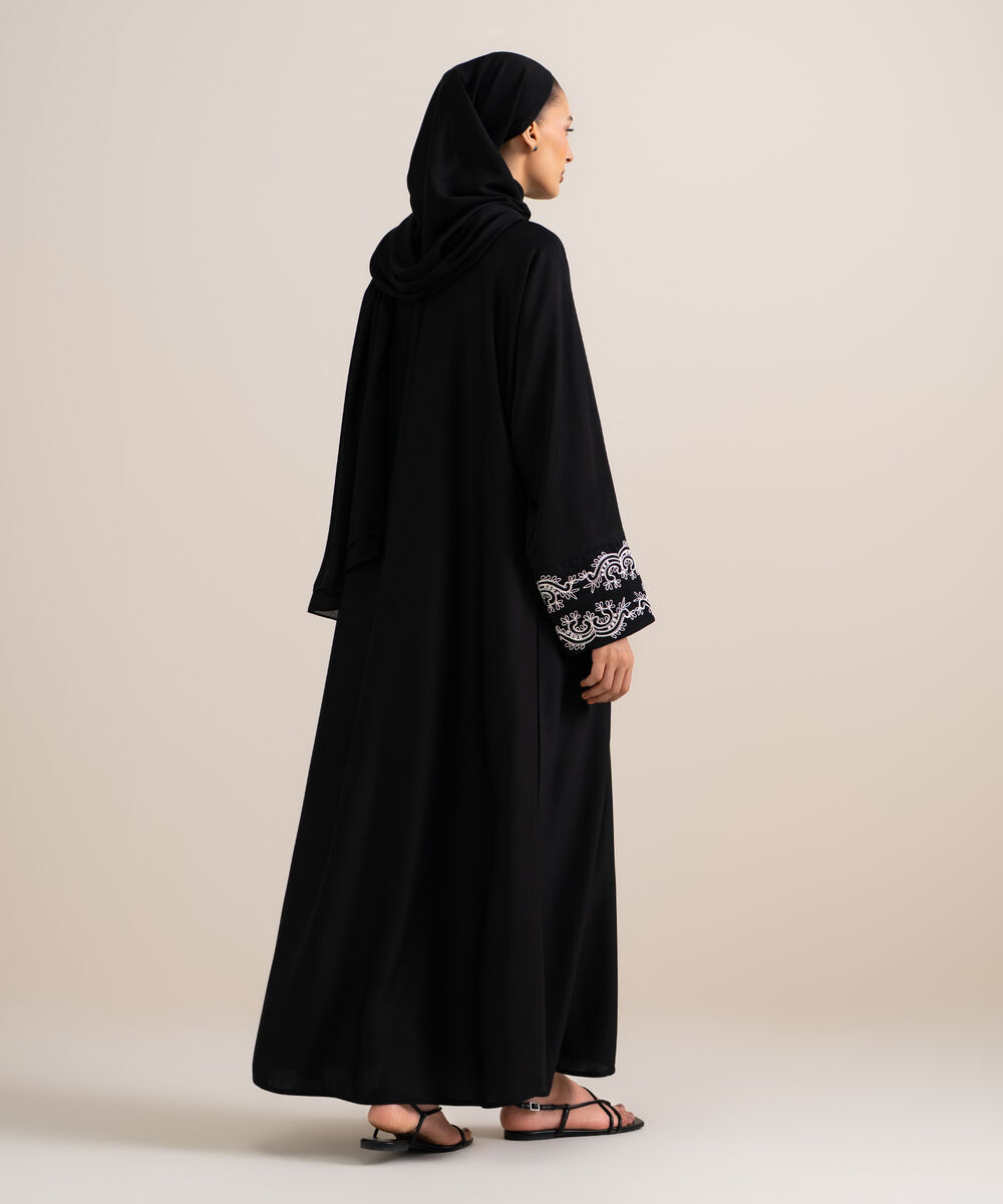 Women's Black Kimono Abaya Set
