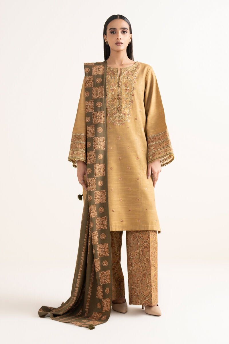 3 Piece - Embroidered Light Khaddar Suit