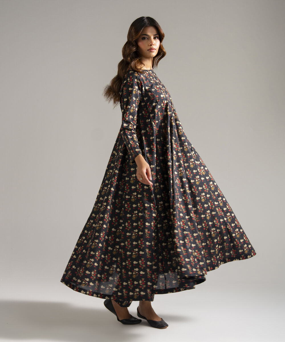 Women's RTW Lawn Printed Black Kalidar