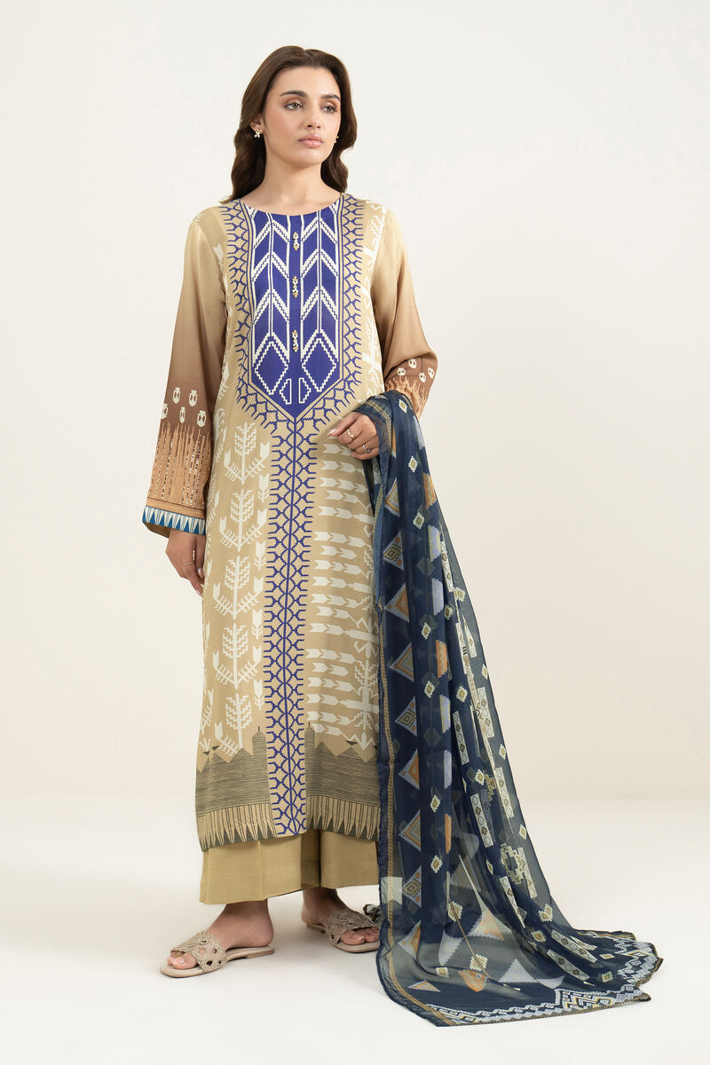 3 Piece - Printed Raw Silk Suit
