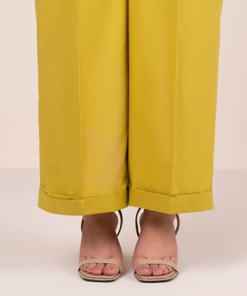Women's RTW Dobby Solid Yellow Culottes