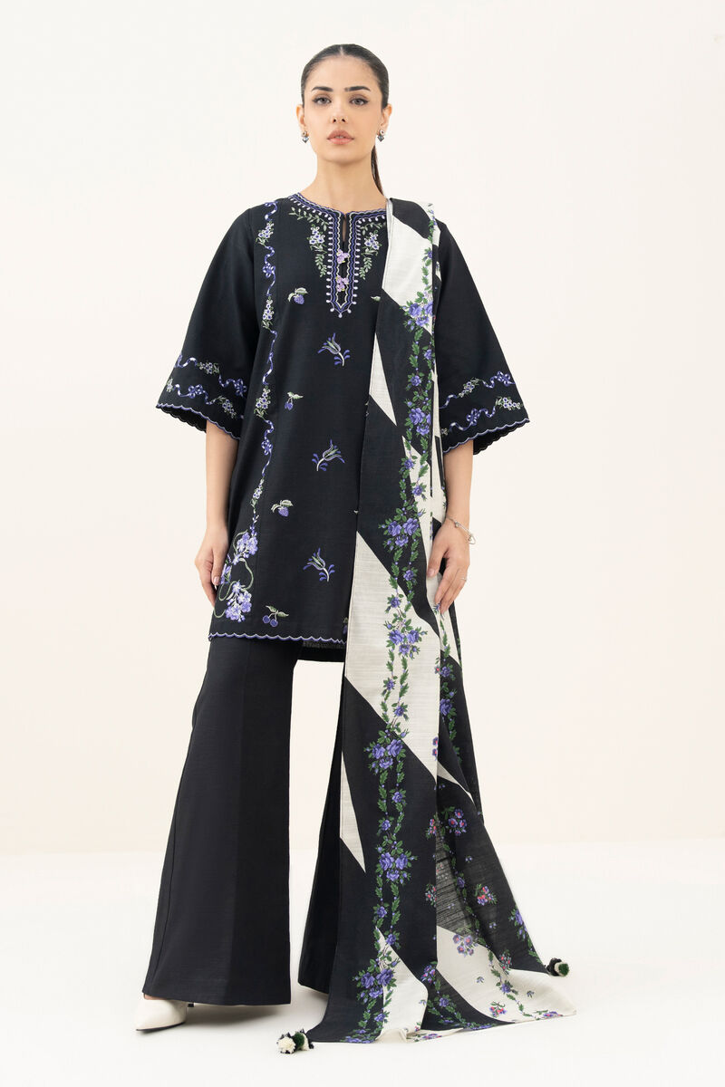 3 Piece - Embroidered Khaddar Suit