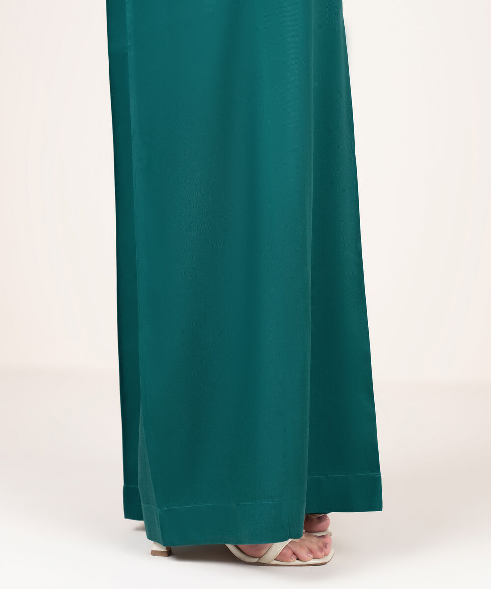 Women's RTW Bedford Solid Blue Flared Pants