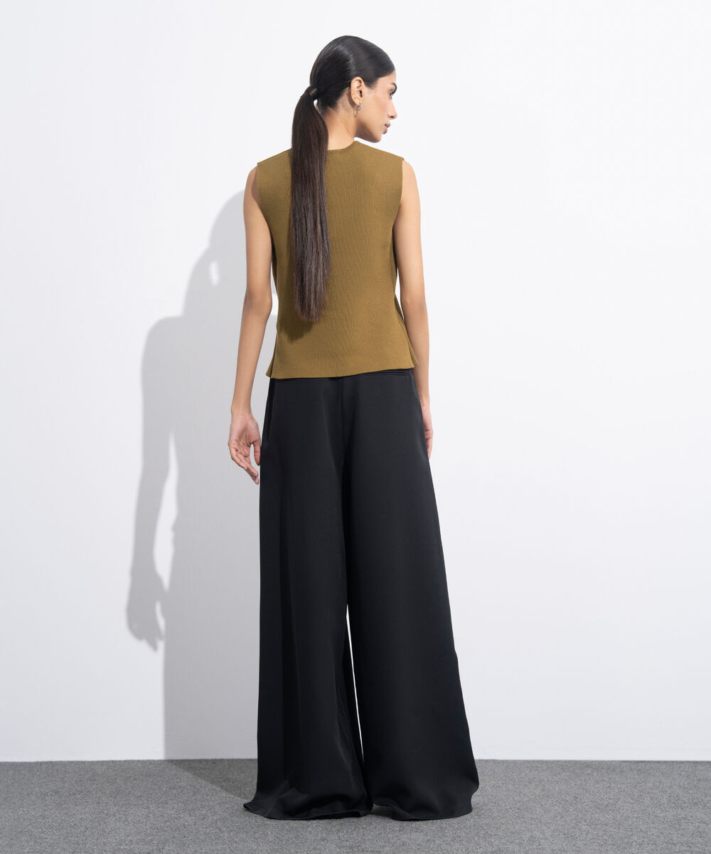 Women's Western Wear Mustard Knit Waistcoat Top