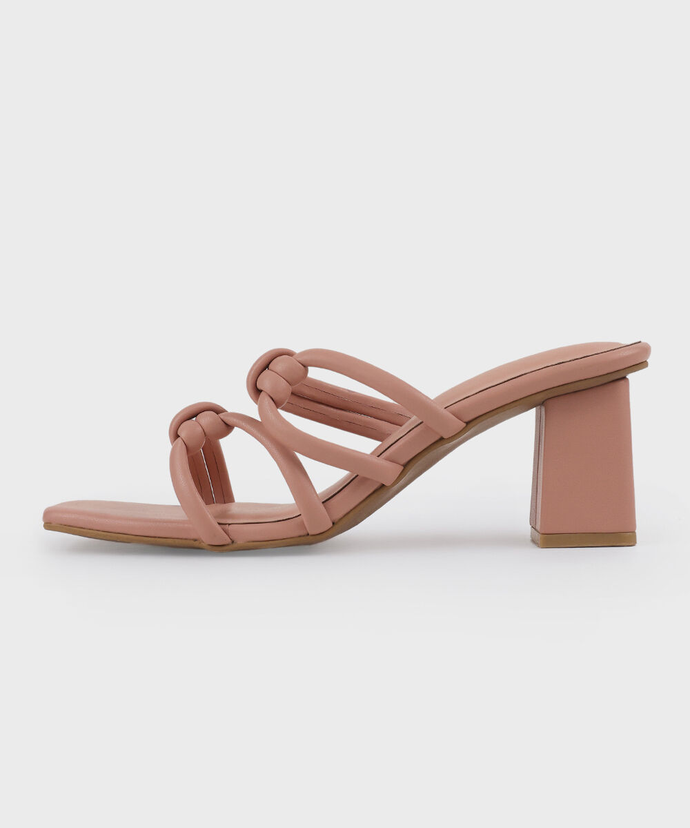 Woman - Pink Knot Detail Block Heels