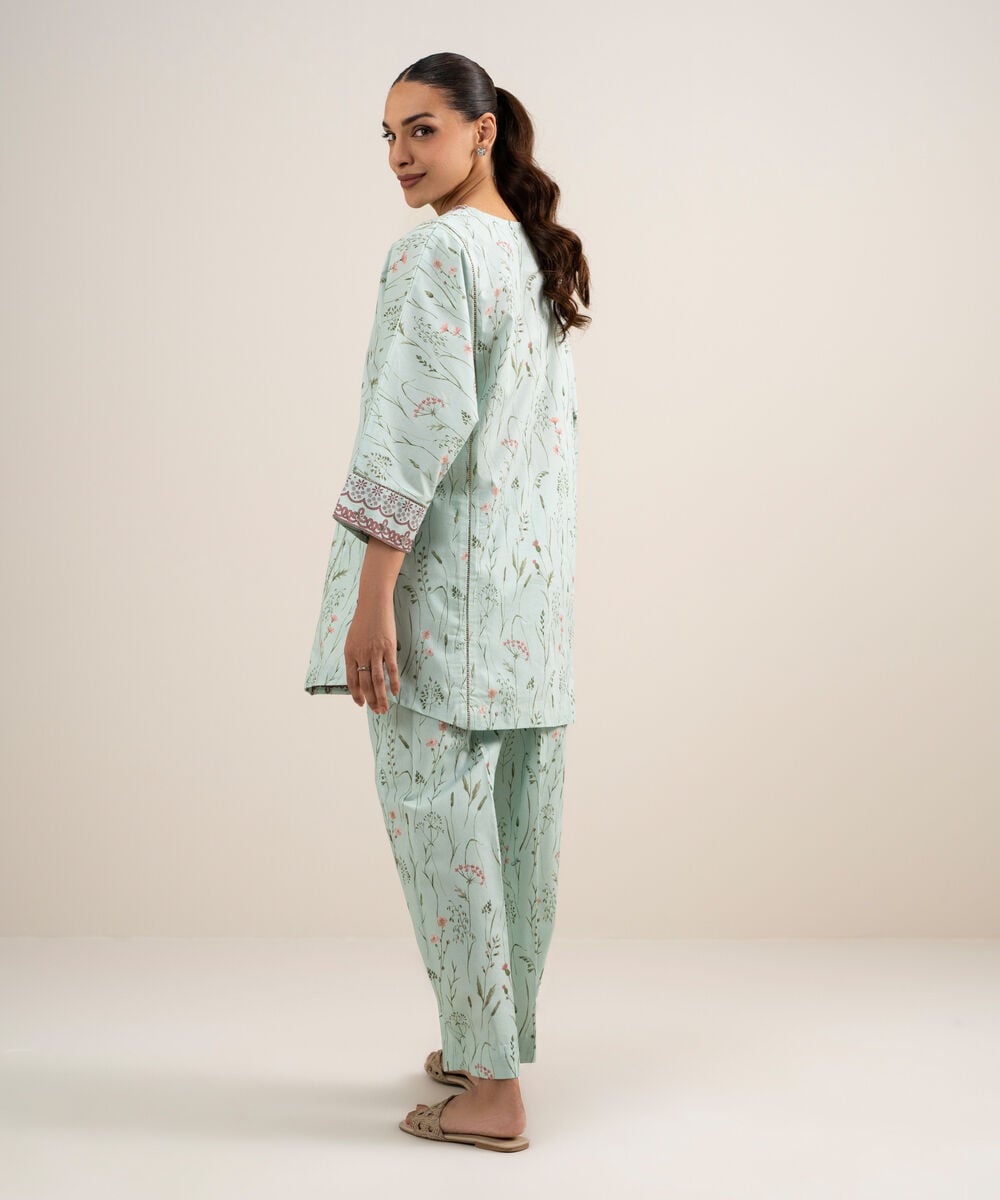 Women's Unstitched Lawn Printed Blue  2 Piece Suit