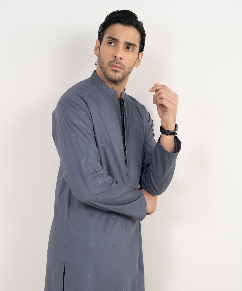 Men's Stitched Premium Cotton Dark Grey Suit