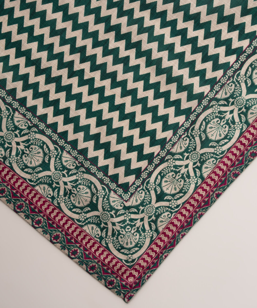 Printed Khaddar Green Dupatta