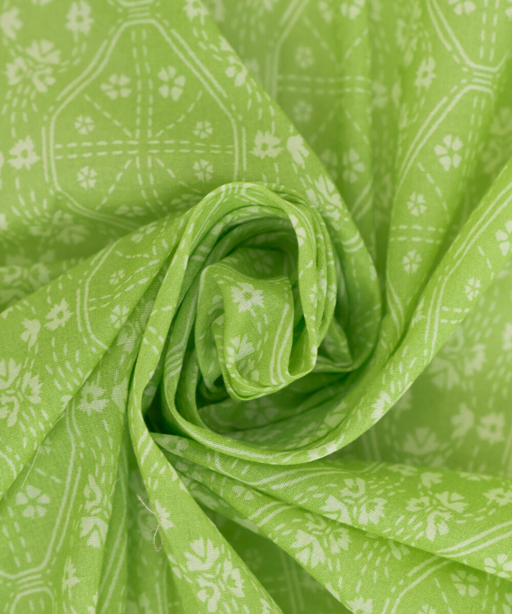Fine Volie Green Printed Dupatta