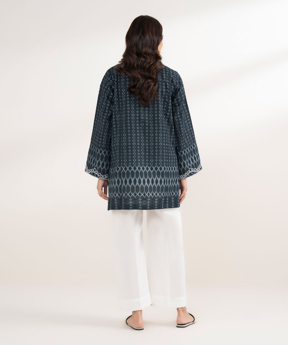 Women's RTW Khaddar Embroidered Black Shirt