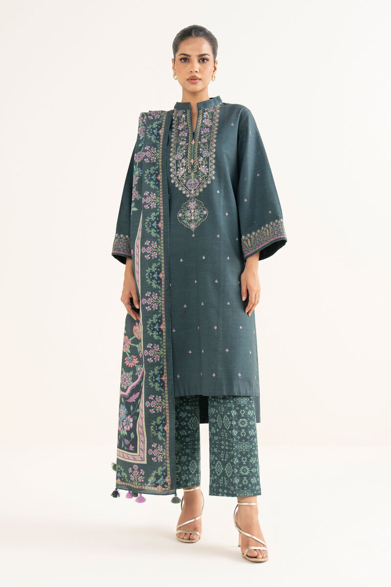 3 Piece - Embroidered Khaddar Suit