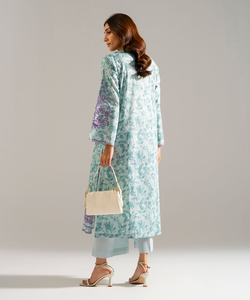 Women's RTW Lawn Embroidered Blue 2 Piece Suit