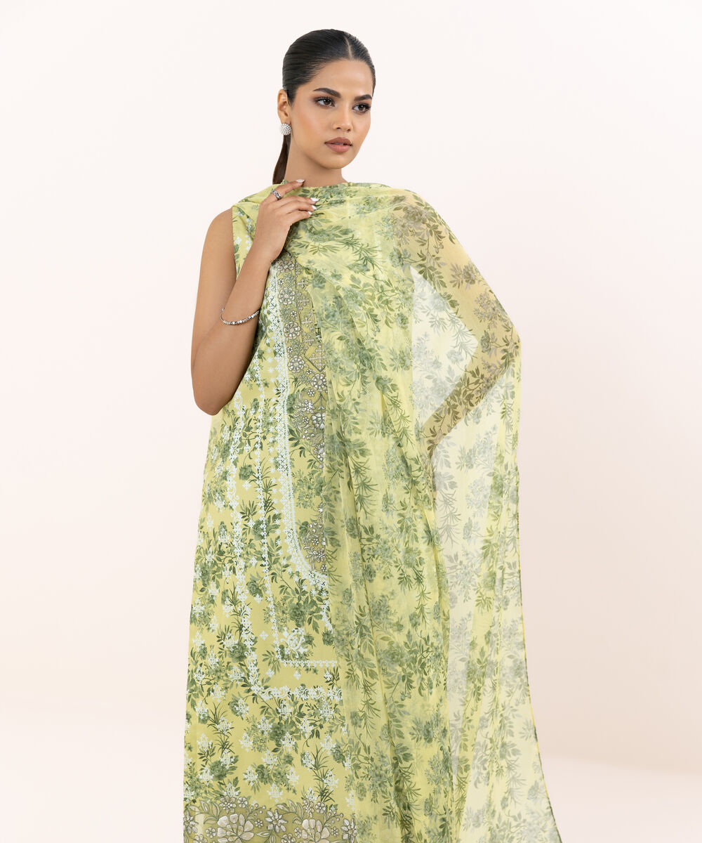 Women's Unstitched Cotton Viscose Printed Three Piece Suit