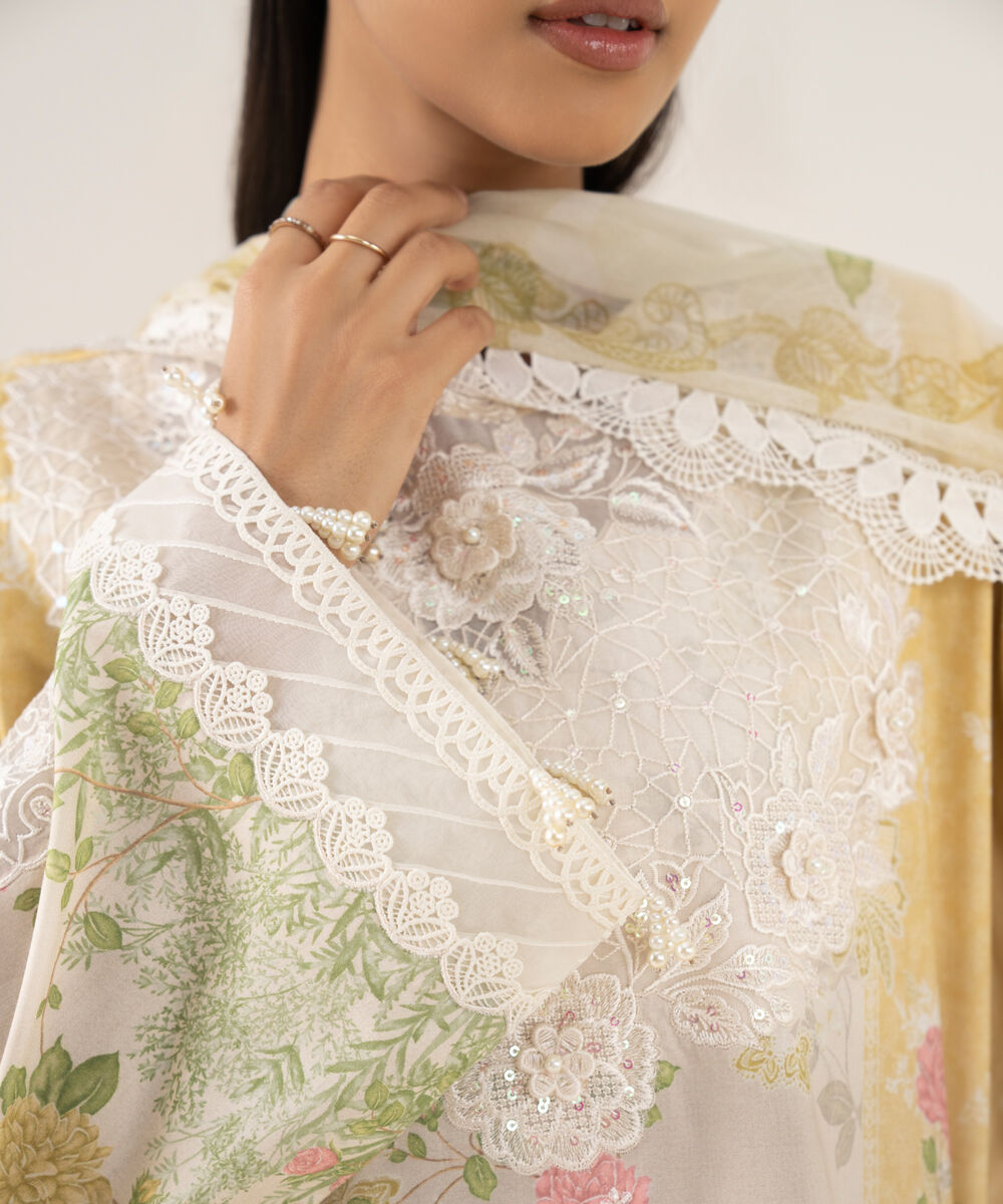 Women's Unstitched Pima Lawn Printed Three Piece Suit