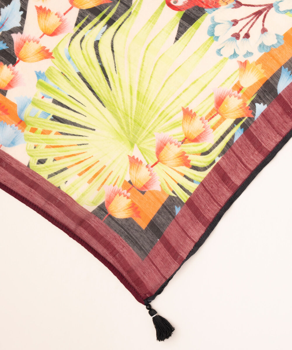 Tussar Silk Black Printed Dupatta