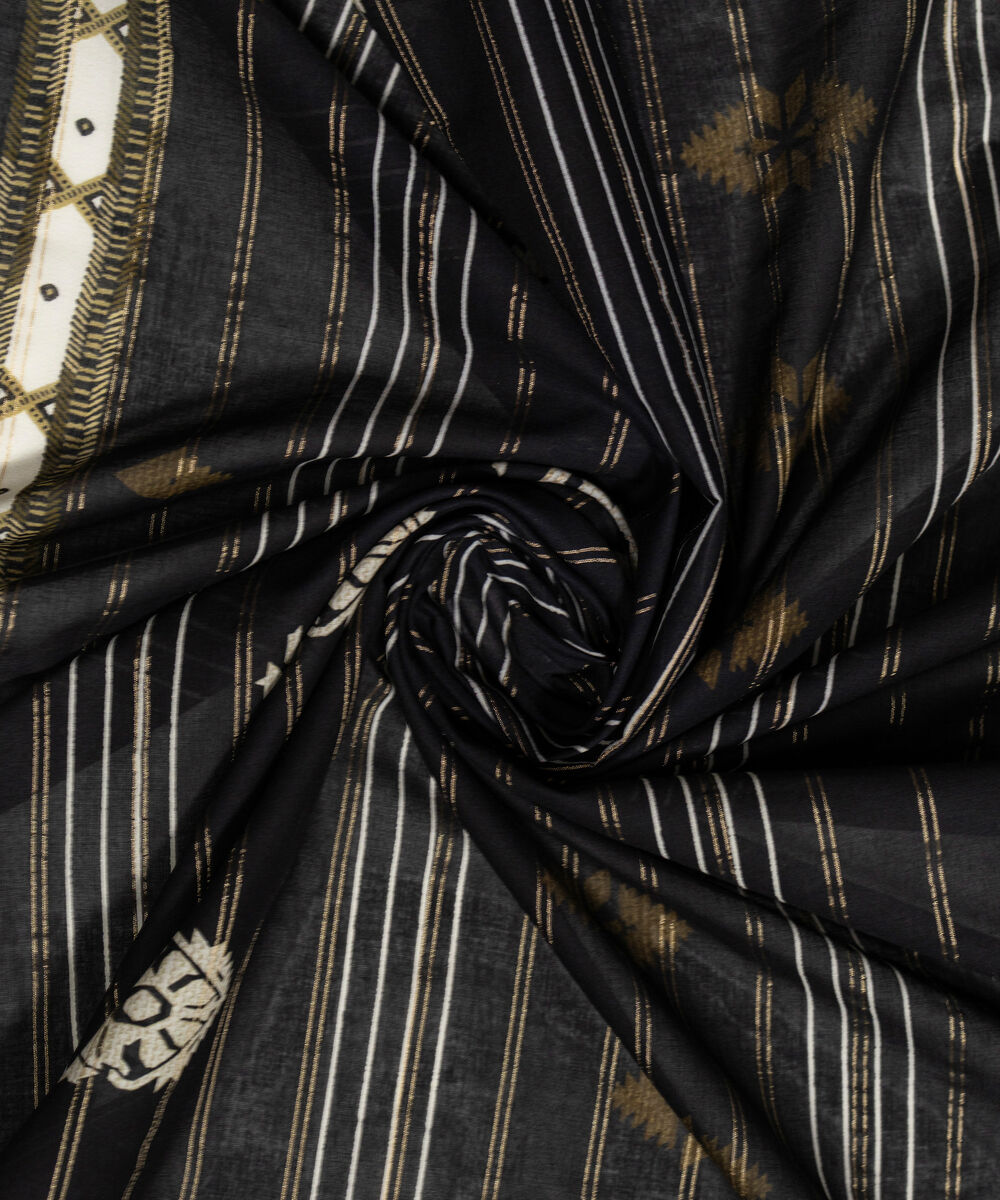 Zari Cotton Printed Black Dupatta