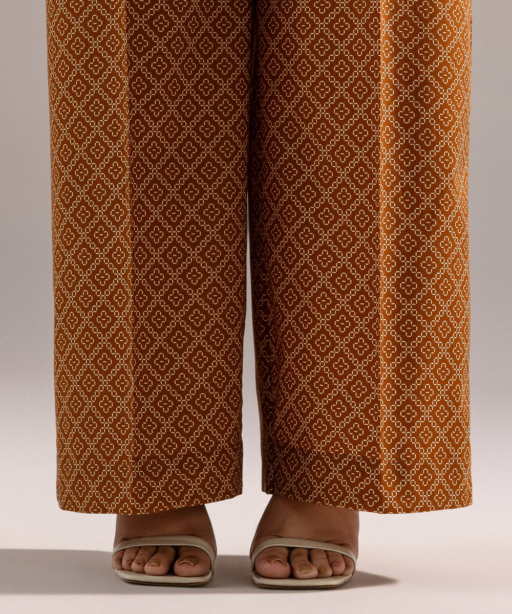 Women's RTW Cambric Printed Brown Culottes