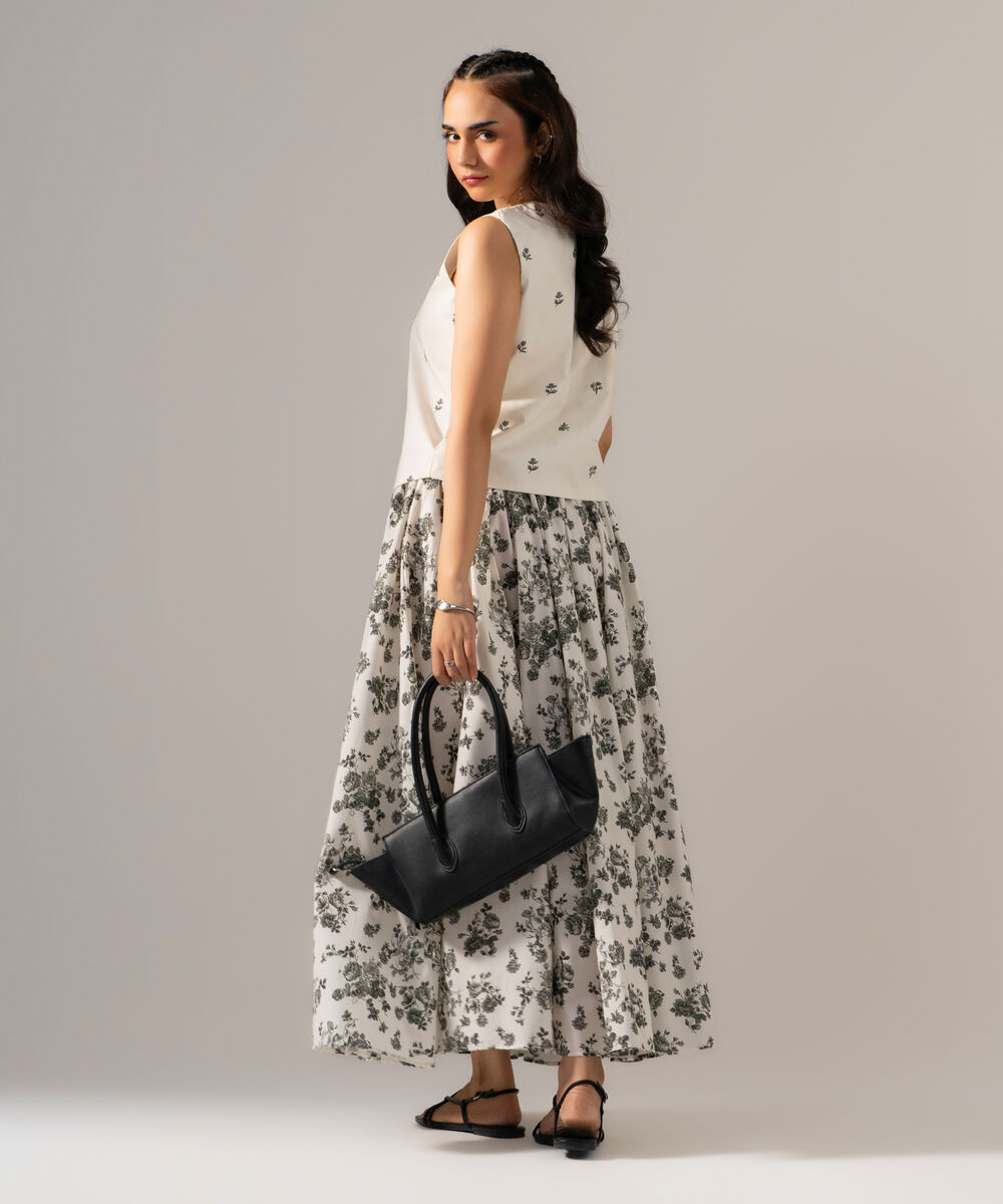 Women's RTW Poplin Printed White Top