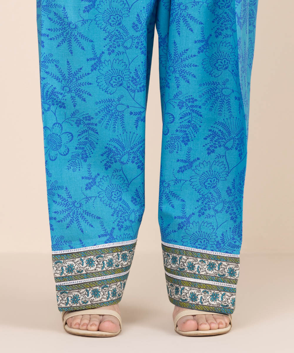 Women's RTW Cambric Blue Printed Shalwar