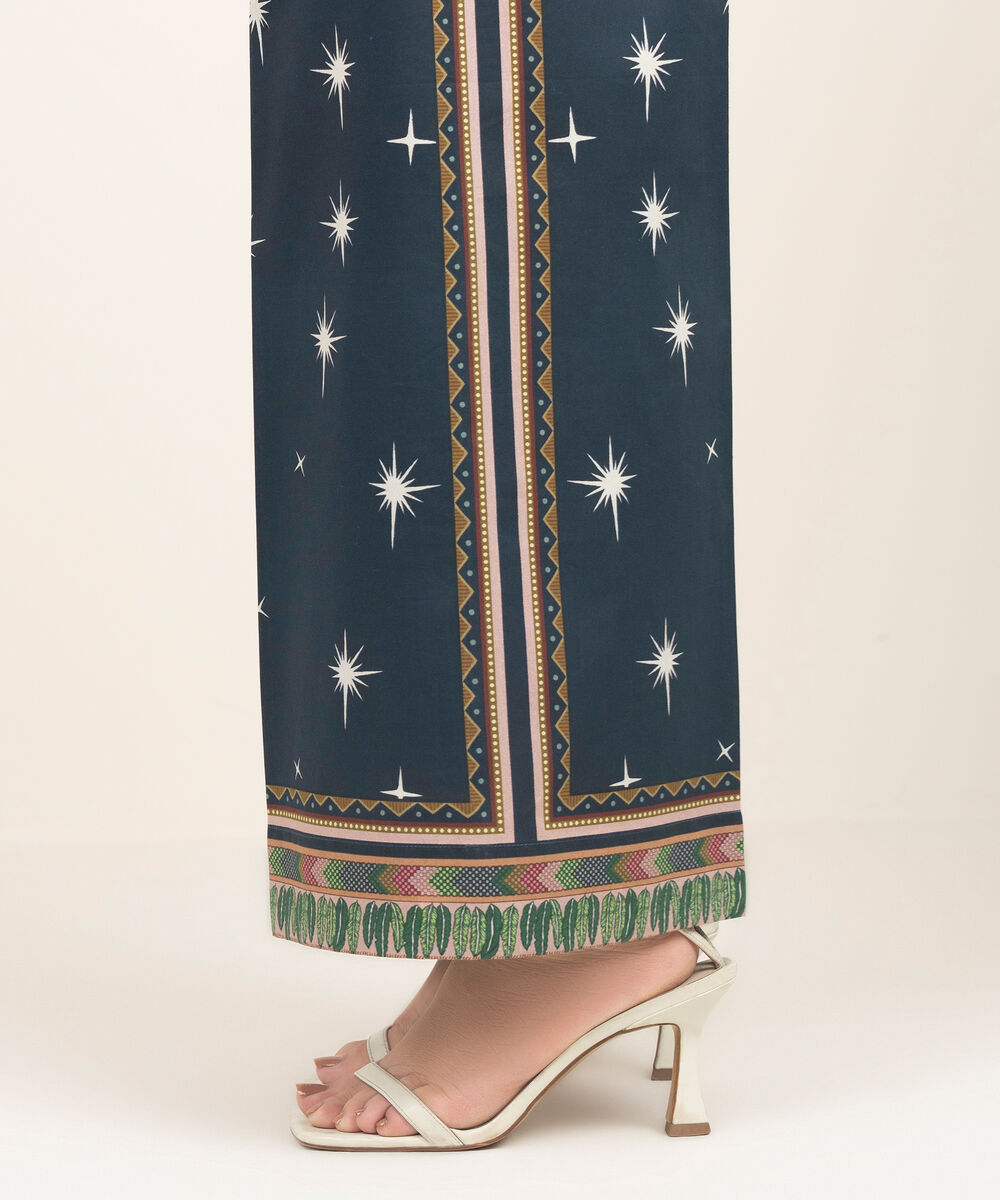 Women's RTW Cambric Printed Blue Culottes