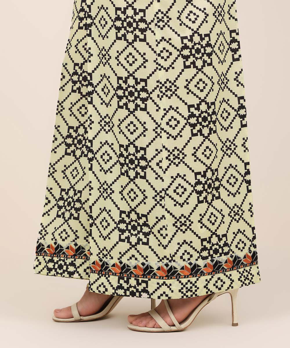 Women's RTW Cotton Viscose Multi Embroidered Flared Pants