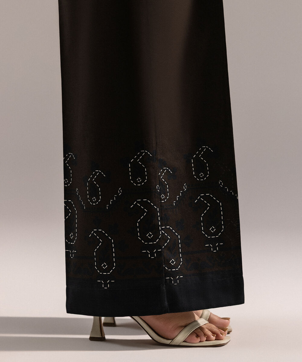 Women's RTW Cambric Printed Dark Olive Green Culottes