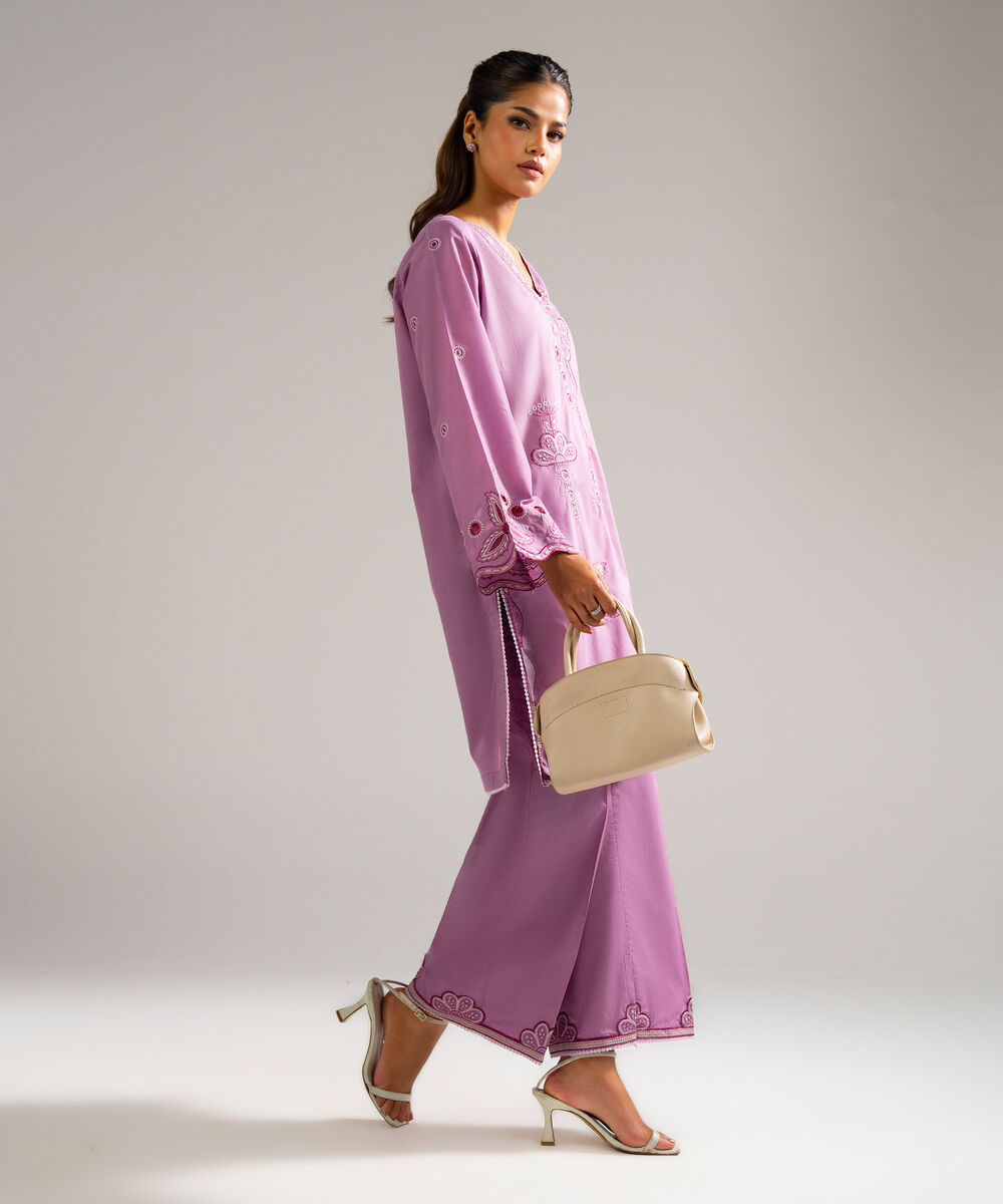 Women's RTW Lawn Embroidered Lilac 2 Piece Suit