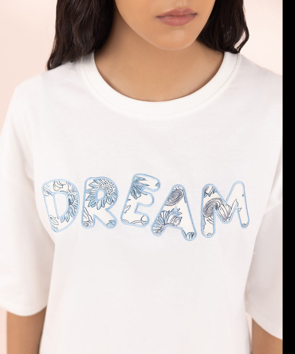 Women's Sleepwear T-Shirt With Applique