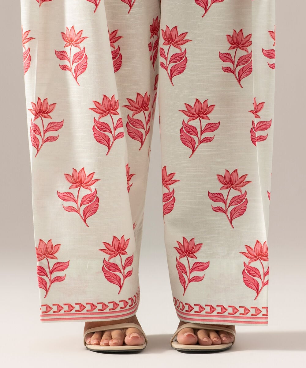 Women's RTW Printed Off White Khaddar Farshi Shalwar