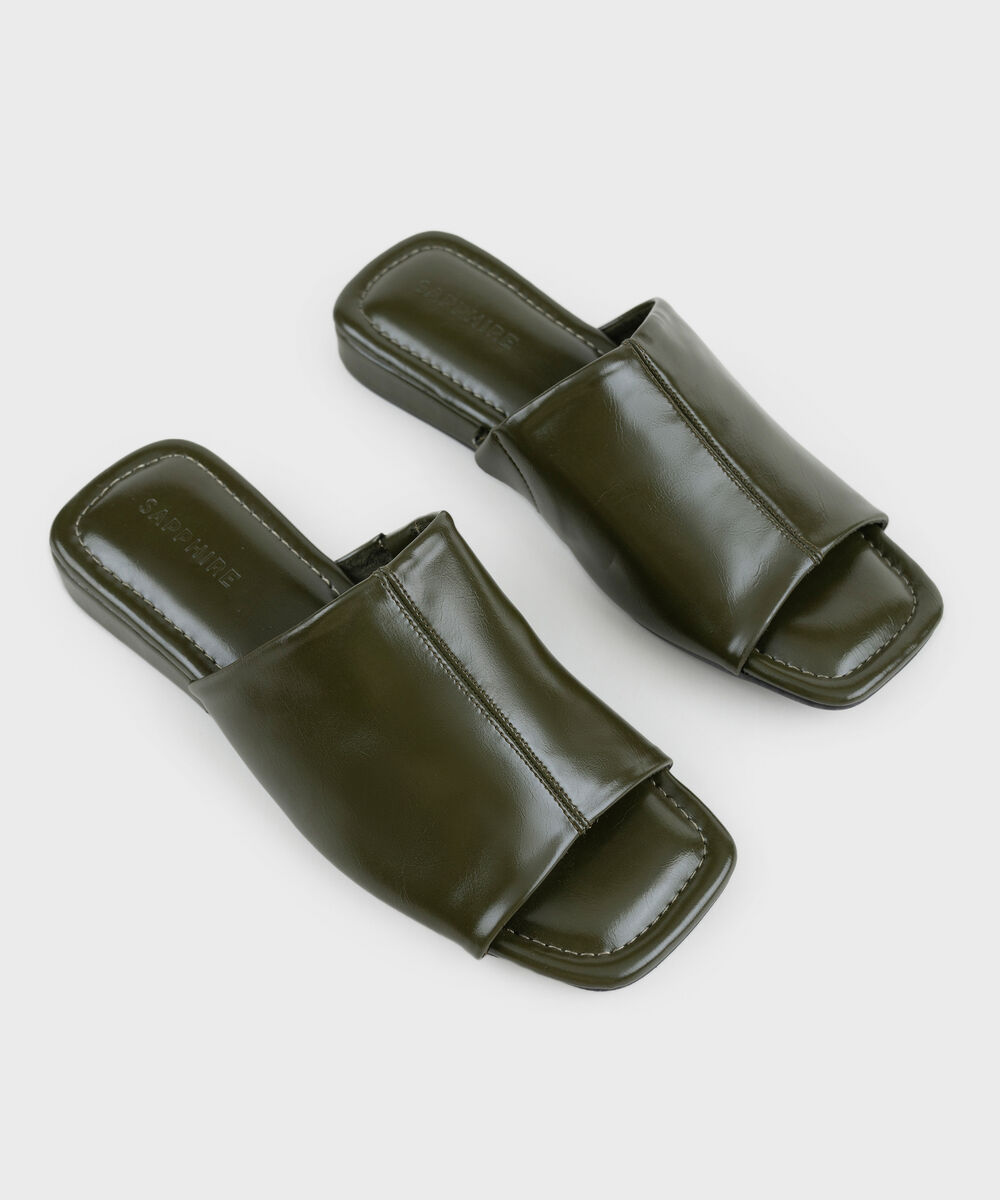 Women's Green Square Toe Mule
