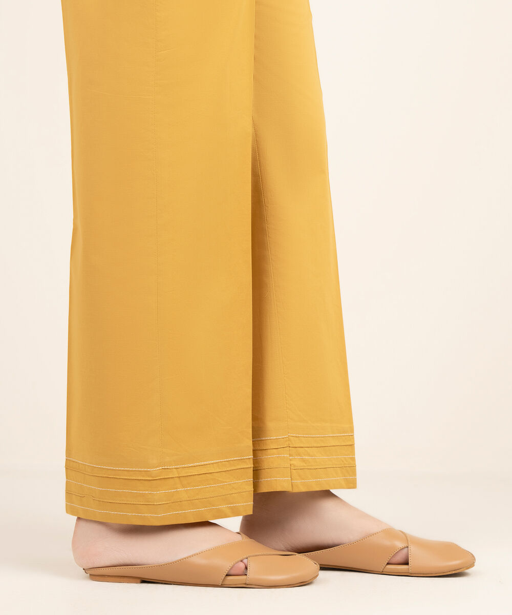 Women's RTW Cambric Solid Yellow Culottes