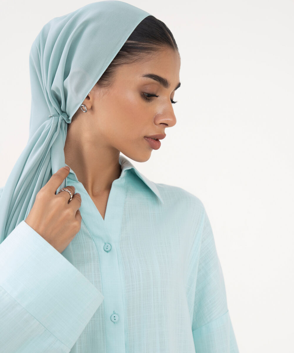 Women's Blue Viscose Modest Wear Top