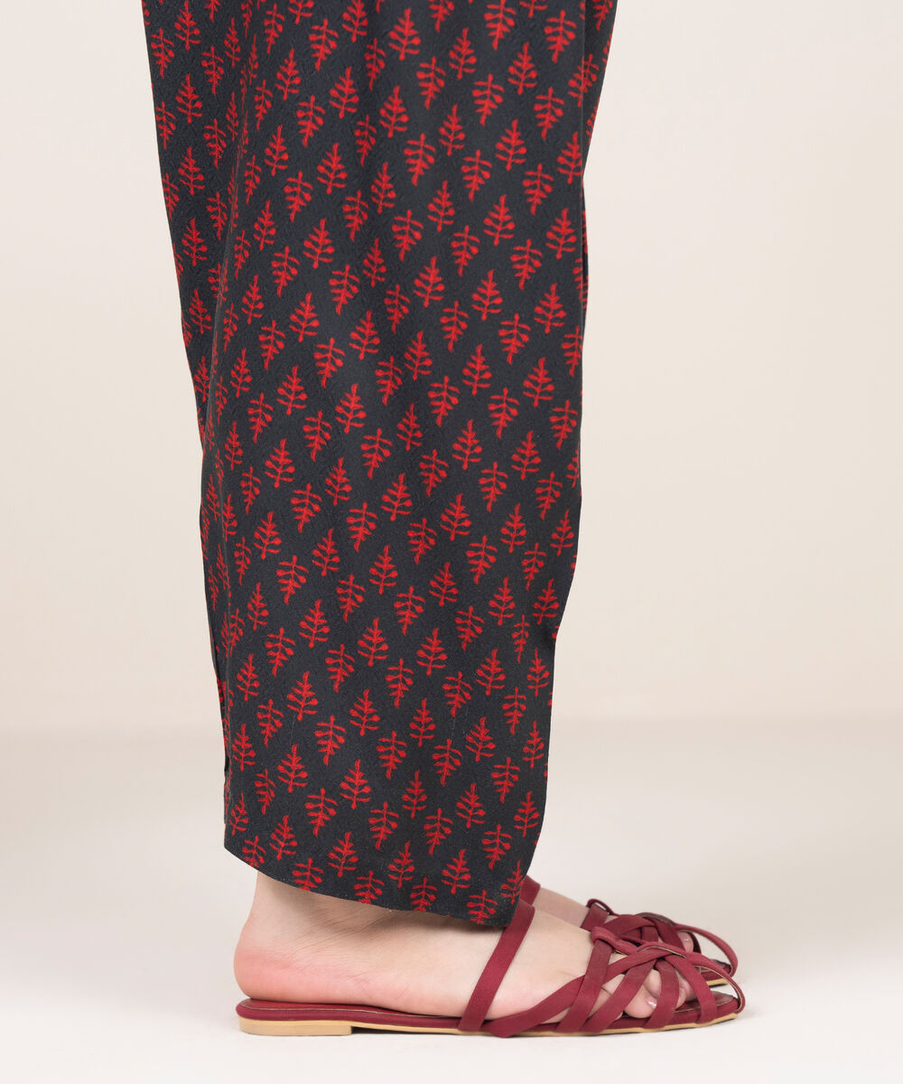 Women's RTW Dobby Printed Black Shalwar