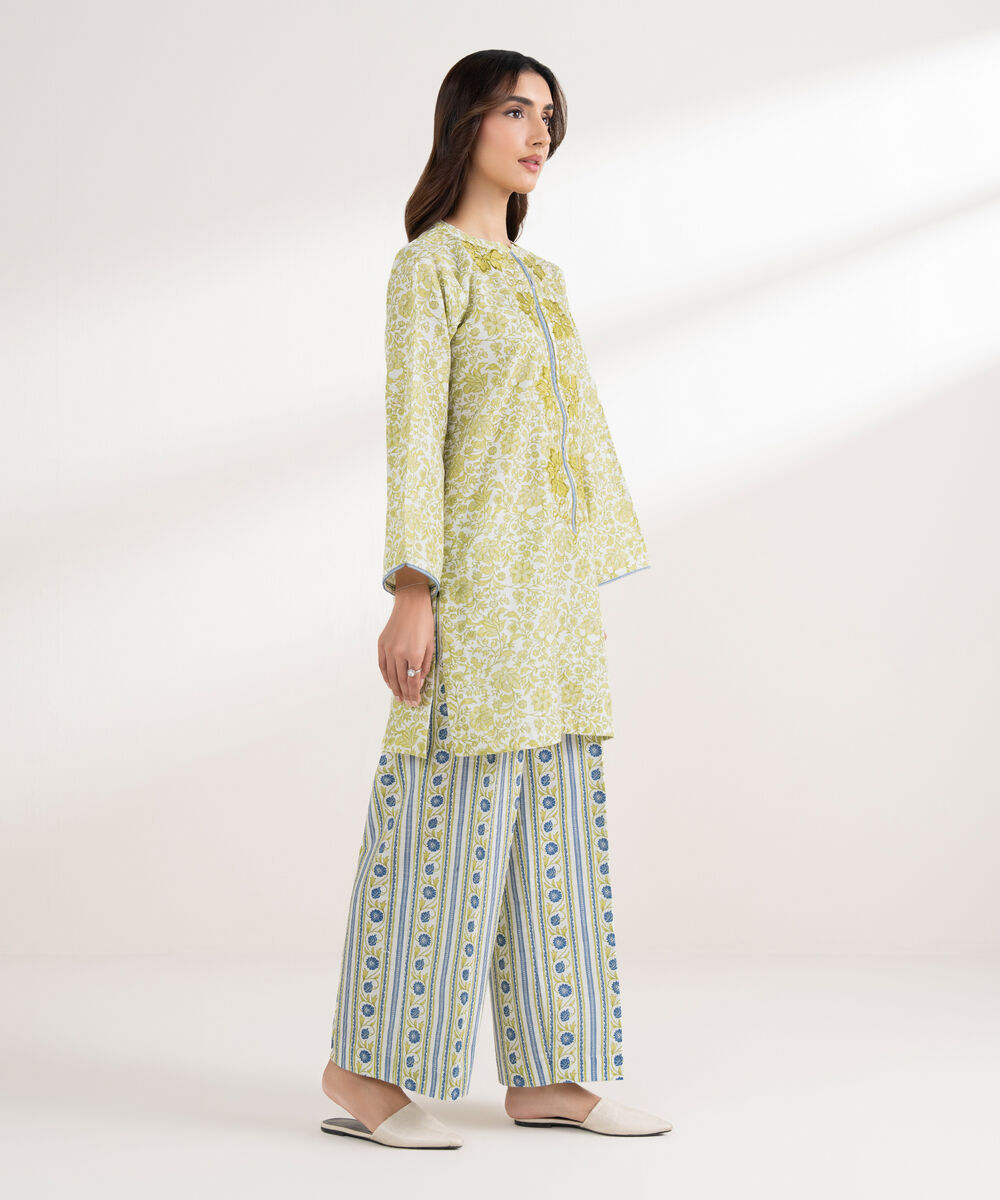 Women's RTW Light Khaddar Embroidered Straight Mint Green Shirt