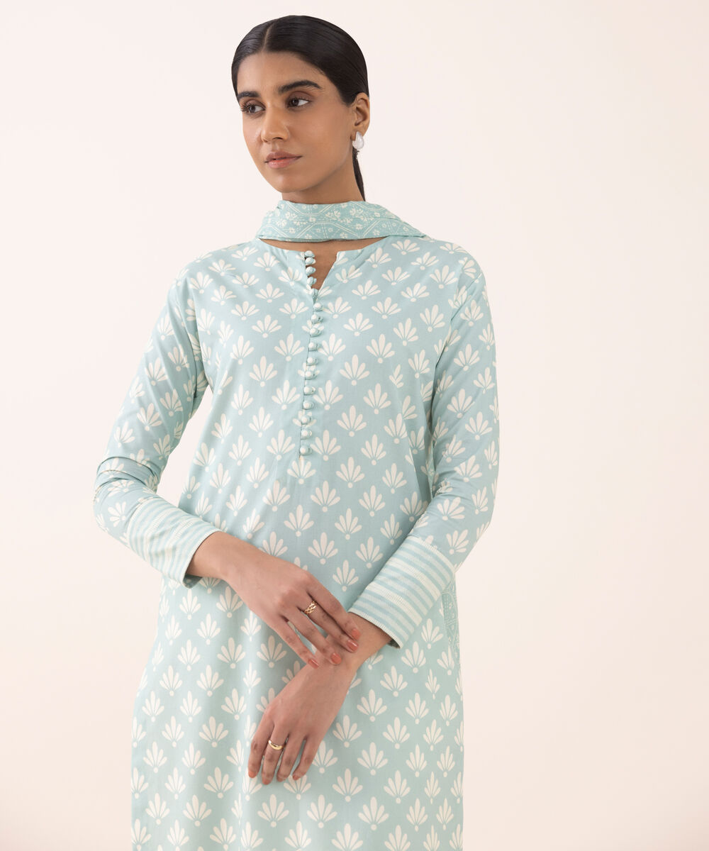 Women's Unstitched Cotton Printed Multi 2 Piece Suit