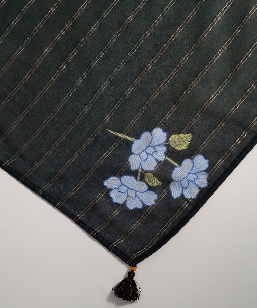 Zari Voile Printed Black Dupatta