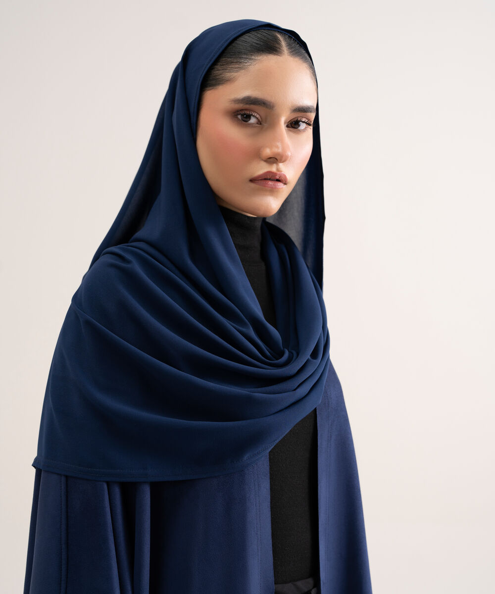 Women's Polyester Navy Blue Hijab