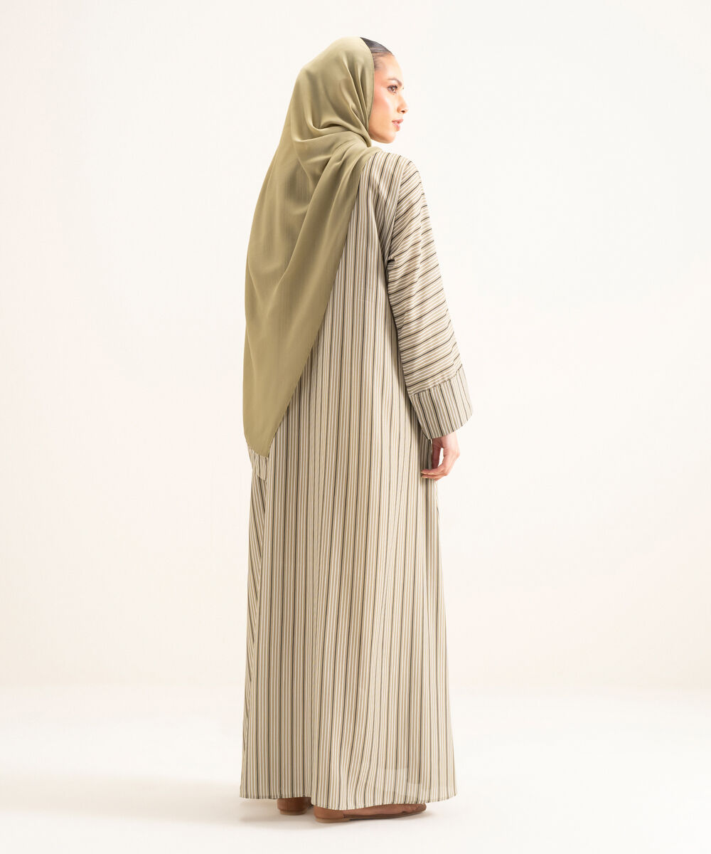 Women's Multi Brown Printed Abbaya Set